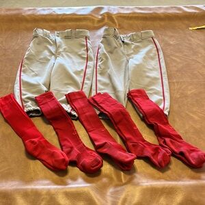 Easton Brand Baseball Knickers Youth X-L   
2 Grey Color & Red Piped.